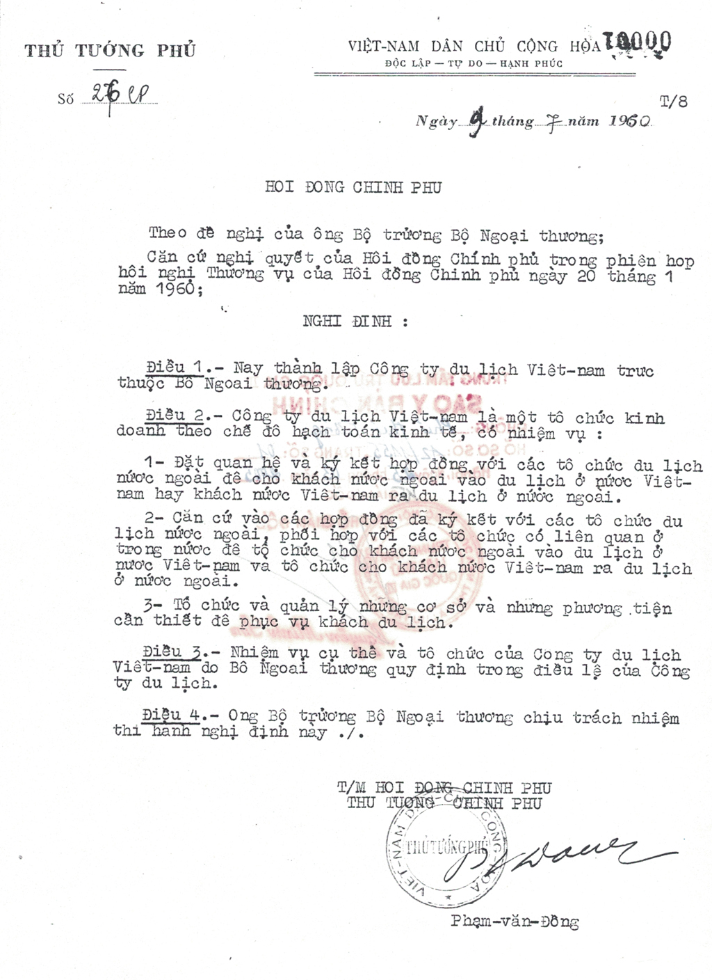 09/7/1960 – Dấu son lịch sử đánh dấu sự ra đời Du lịch Việt Nam