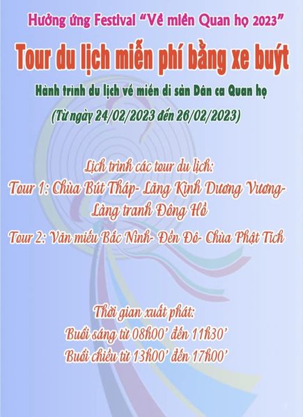 Tổ chức các tour du lịch miễn phí dịp Festival Bắc Ninh 2023